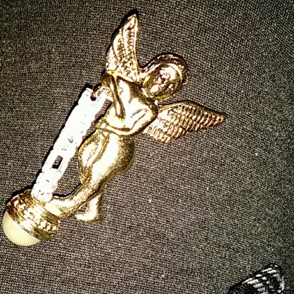 Gold guardian angel broach with a pearl - Picture 4 of 4